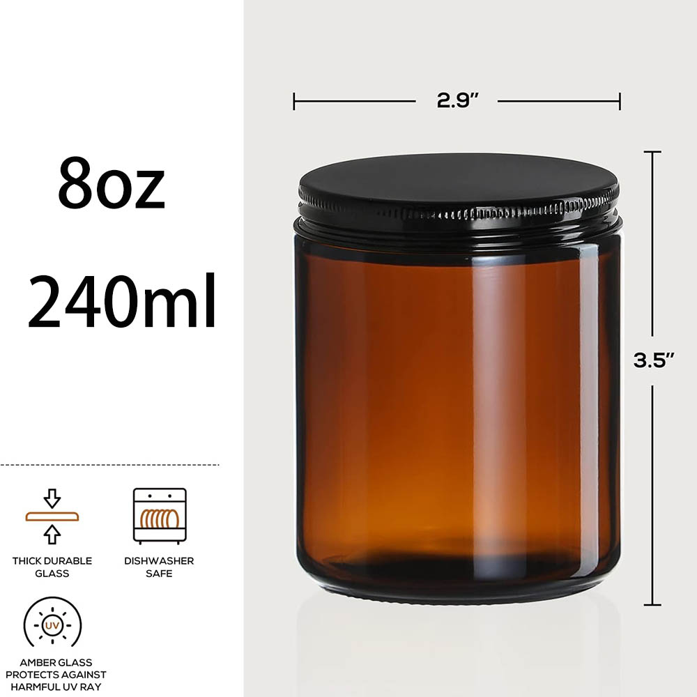 Frascos de Vidrio Ámbar de 8oz - Candle Making Jars With Lids reseña y precio